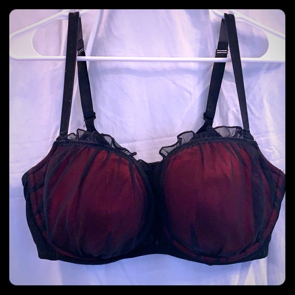 Cacique red and black mesh 40DD bra